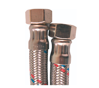 Flexible hose with stainless steel braid - large diameter - 0.40m, 1/2"F x 1/2"F