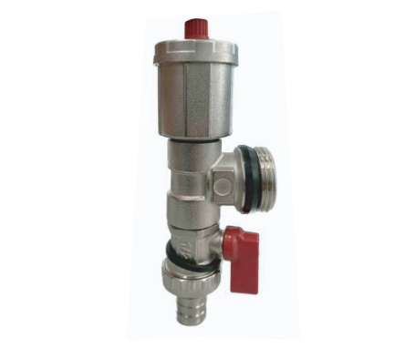 Manifold end piece with automatic air vent and drain cock 1/2"
