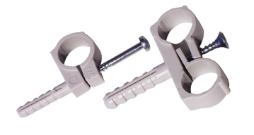Plastic pipe clip with wall plug - double - ∅ 16