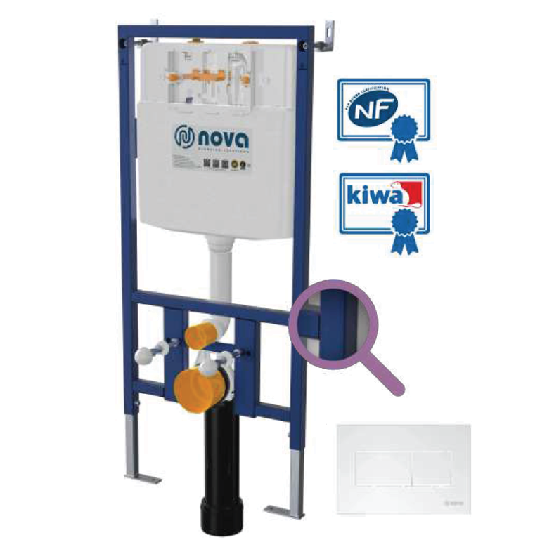 Concealed cistern frame - with white button