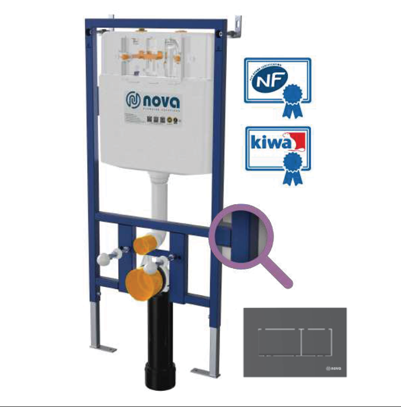 Concealed cistern frame - with black button