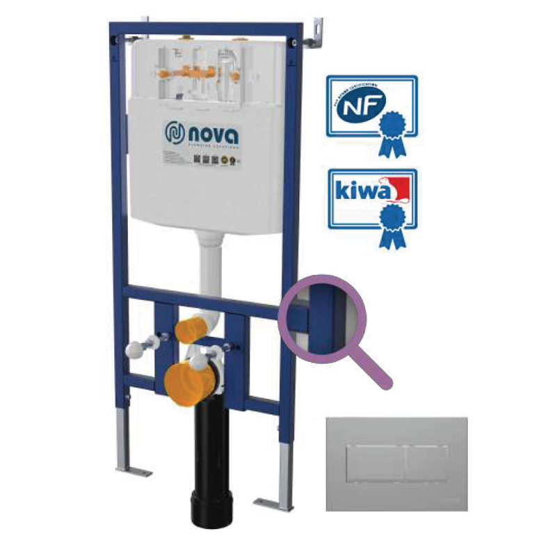 Concealed cistern frame - with grey button