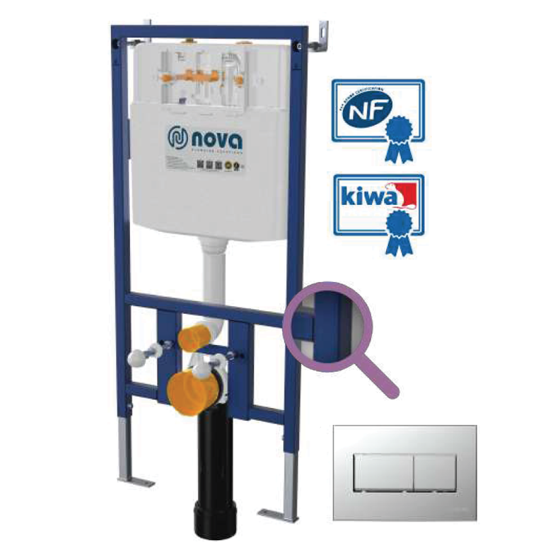 Concealed cistern frame - with chrome button