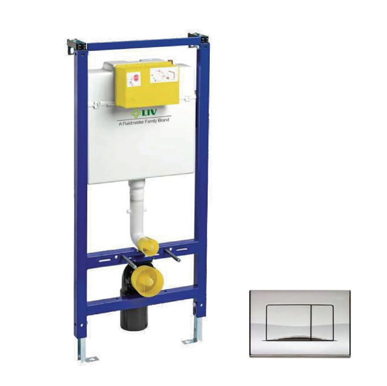 Concealed cistern frame Liv-fix 9012 with Aplite duo gloss chrome button