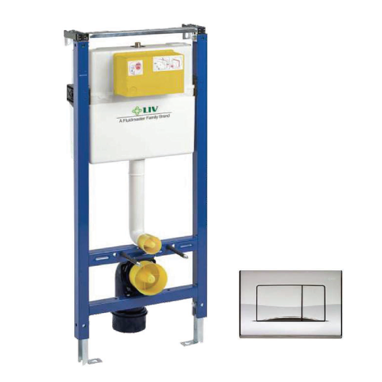 Concealed cistern frame Liv-fix 7522 with Aplite duo gloss chrome button