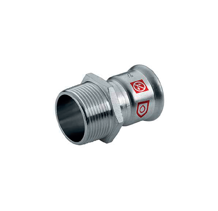 Press male adaptor - galvanized - ∅ 22 x 3/4"