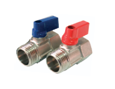 Сферичен кран - F/M Mini - Матиран никел 3/8" - червена ръкохватка